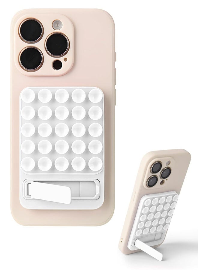 Silicone Suction Phone Case Adhesive Mount - 2 in 1 Silicone Sticky Grip with Suction Cup and Bracket,Phone Accessory for iPhone and Android,Sticky Grip for Selfies,Videos,and Tiktok(White) - Image 1